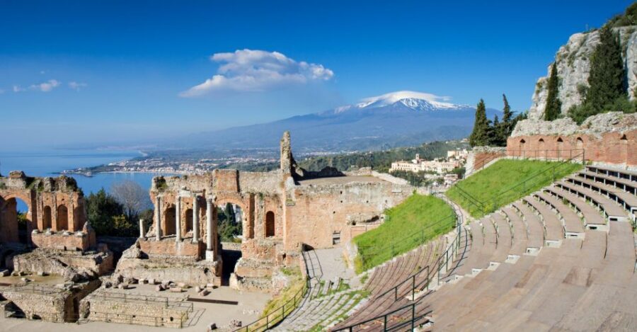 From Catania: Taormina, Isola Bella, and Castelmola Day Trip - Taormina on foot: Ancient Theatre and the old-town highlights
